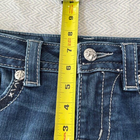 Miss Me Jeans Womens 27 Blue Signature Skinny Embellishment Rhinestone Y2K Boho - Picture 7 of 14